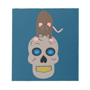 Gothic Skull and Rat Halloween Notepad