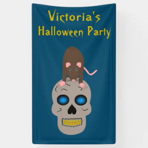 Gothic Skull and Rat Halloween Party Custom Banner