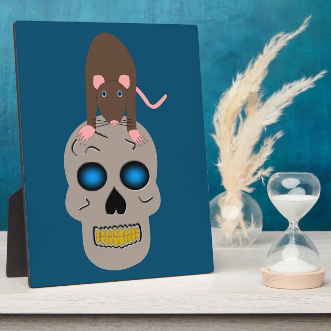 Gothic Skull and Rat Halloween Plaque (Side)