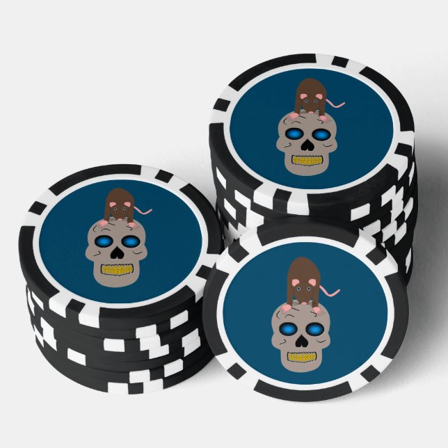 Gothic Skull and Rat Halloween Poker Chips (Stack)