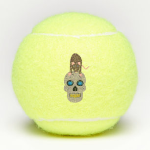 Gothic Skull and Rat Halloween Tennis Balls