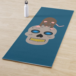 Gothic Skull and Rat Halloween Yoga Mat