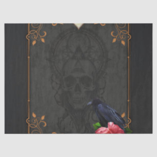Gothic Skull and Raven.  Tissue Paper