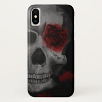 Gothic Skull and Red Roses vibrant