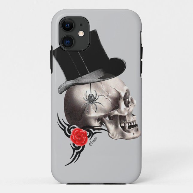 Gothic skull and rose tattoo style Case-Mate iPhone case (Back)