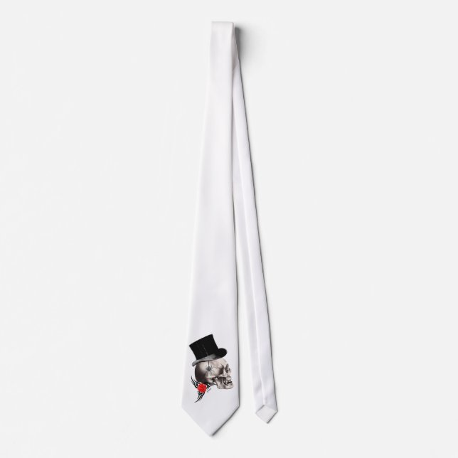 Gothic skull and rose tattoo style tie (Front)