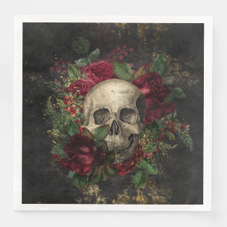 Gothic Skull And Roses Napkin
