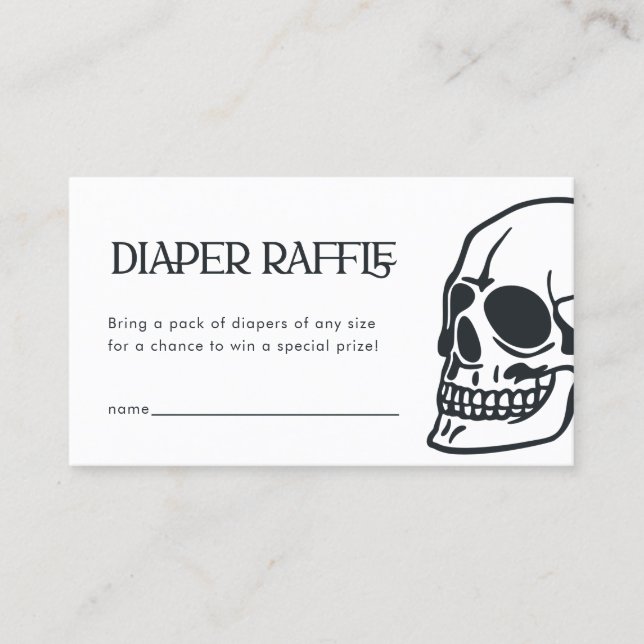 Gothic Skull Baby Shower Diaper Raffle Card (Front)