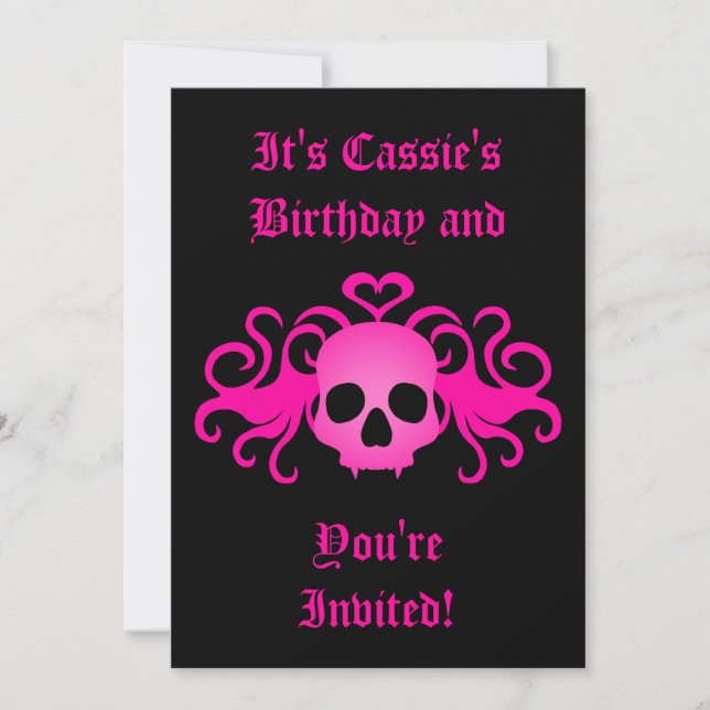 Gothic skull birthday invitation (Front)