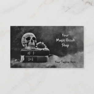 Gothic Skull Black And White Grey Vintage Books Business Card