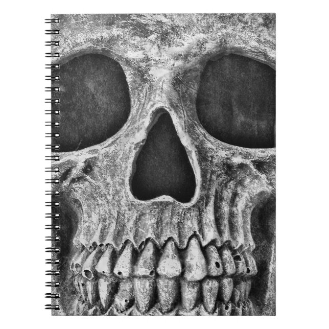 Gothic Skull Black And White Grunge Cool Notebook (Front)