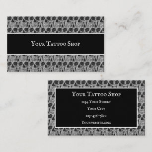 Gothic Skull Black And White Grunge Cool Pattern Business Card