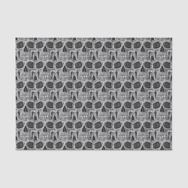 Gothic Skull Black And White Grunge Cool Pattern Tissue Paper (Front)