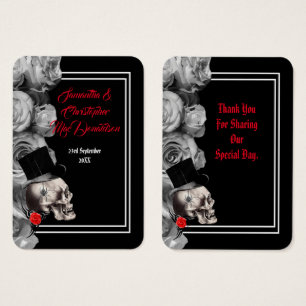 Gothic skull black wedding thank you tag
