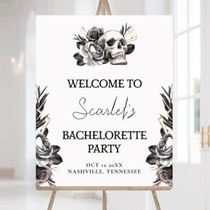 Gothic Skull Bride or Die Bachelorette Welcome Poster