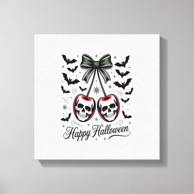 Gothic Skull Cherry Halloween Canvas Print (Front)