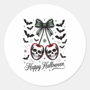 Gothic Skull Cherry Halloween Classic Round Sticker