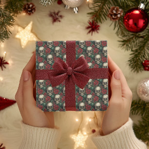 Gothic skull Christmas Wrapping Paper skeleton