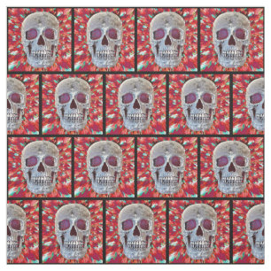 Gothic Skull Colorful Red Abstract Pop Art Fabric