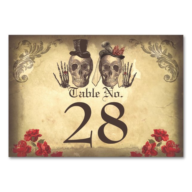 Gothic Skull couple deadly beautiful table cards (Front)