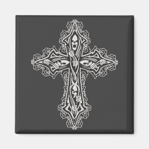 Gothic Skull Cross Magnet