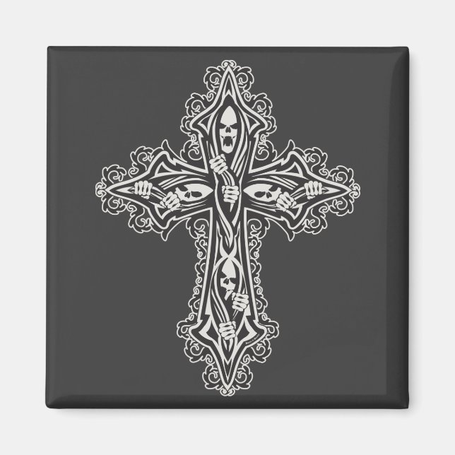 Gothic Skull Cross Magnet (Front)