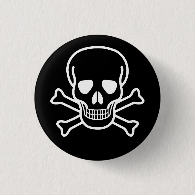 GOTHIC SKULL CROSSBONES 1 INCH ROUND BUTTON (Front)