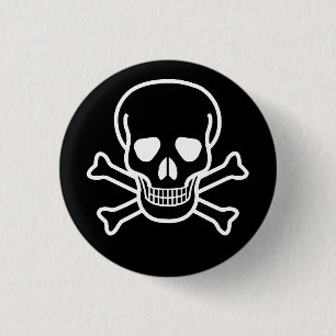 GOTHIC SKULL CROSSBONES 1 INCH ROUND BUTTON