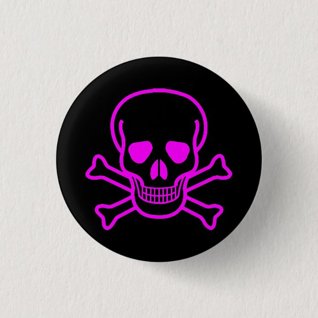 GOTHIC SKULL CROSSBONES 1 INCH ROUND BUTTON (Front)