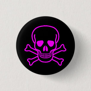 GOTHIC SKULL CROSSBONES 1 INCH ROUND BUTTON