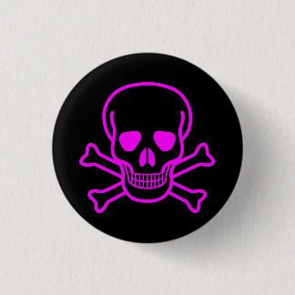 GOTHIC SKULL CROSSBONES 1 INCH ROUND BUTTON
