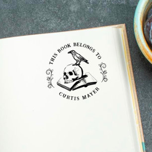 Gothic Skull & Crow 'From The Library Of' Stamp