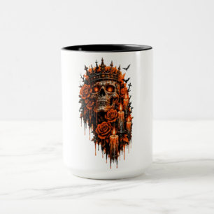Gothic Skull Crown Halloween Dark Roses Spooky Des Mug
