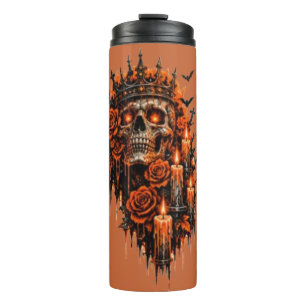 Gothic Skull Crown Halloween Dark Roses Spooky Des Thermal Tumbler