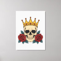 Gothic Skull Crown with Red Roses – Dark Biker 