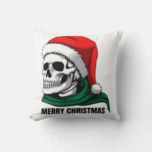 Gothic Skull Crown with Red Roses – Dark Biker Sty Throw Pillow