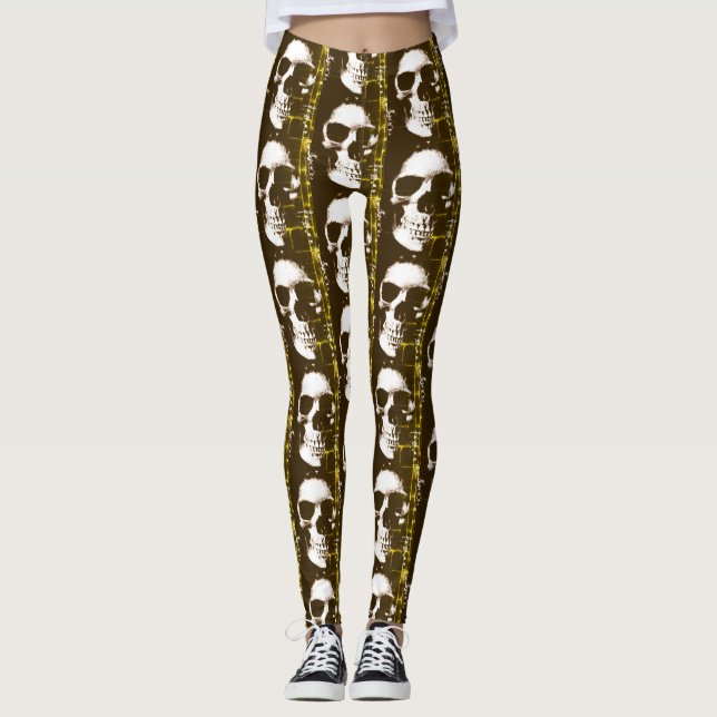 Gothic Skull Decorative Leggings (Front)