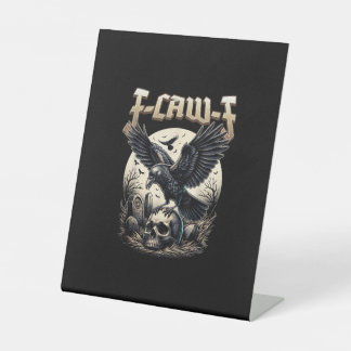 Gothic Skull F-Caw-F Crow Adult Humour Graphic Pedestal Sign