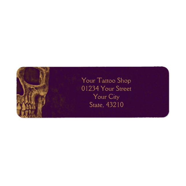 Gothic Skull Face Gold Purple Unique Tattoo Shop (Front)