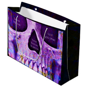 Gothic Skull Face Unique Purple Blue Tattoo Shop Large Gift Bag