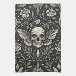 Gothic Skull Floral Celestial Pattern (1) Kitchen Towel