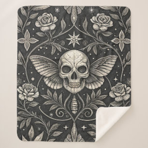 Gothic Skull Floral Celestial Pattern (1) Sherpa Blanket