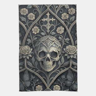 Gothic Skull Floral Celestial Pattern (2) Kitchen Towel