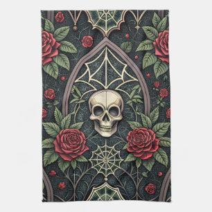 Gothic Skull Floral Celestial Pattern (3) Kitchen Towel