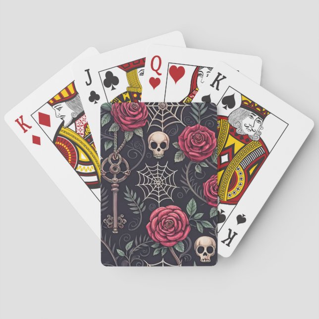 Gothic Skull Floral Celestial Pattern (4) Playing Cards (Back)