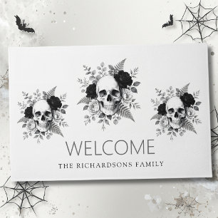 Gothic Skull Floral Halloween Doormat