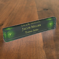 Gothic Skull Green Neon Metallic Tattoo Artist