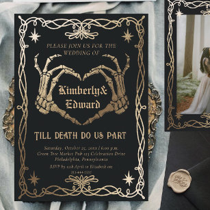 Gothic Skull Hallowedding Retro Wedding Invitation