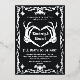 Gothic Skull Hallowedding Retro Wedding Invitation