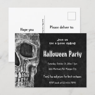 Gothic Skull Halloween Party Spooky Budget Postcard